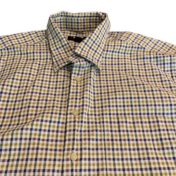 Scott Barber Checkered Button Down Shirt XL Green Purple - Picture 2 of 8